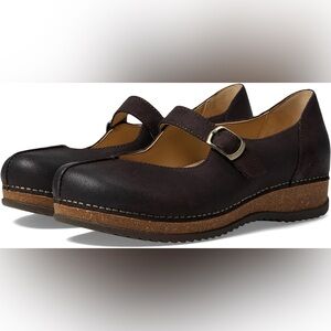 Dansko Mika Mary Jane shoes in black burnished suede Wedge Buckle Women's EU 39